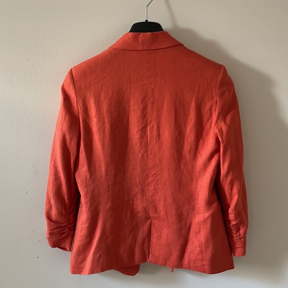 Blazer Jules & Leopard lined jacket padded shoulders 30% linen Coat Size S - Picture 7 of 15